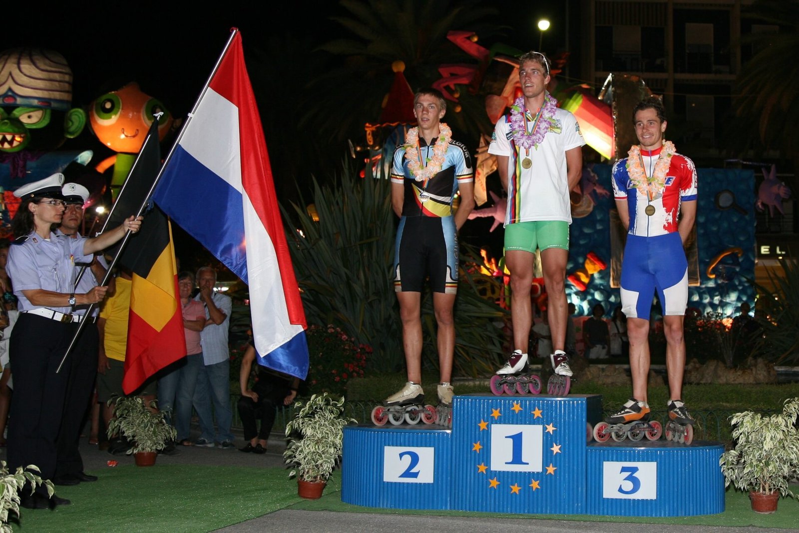 Ingmar Berga als kampioen op het podium tijdens zijn topsportcarrière